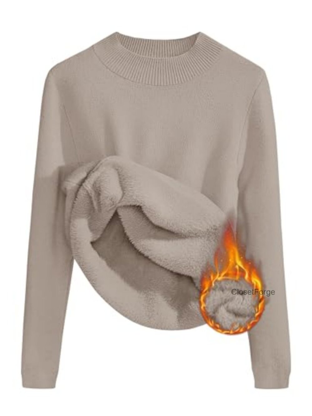 Women's Fleece Sherpa Lined Turtleneck Sweater Winter Pullover
